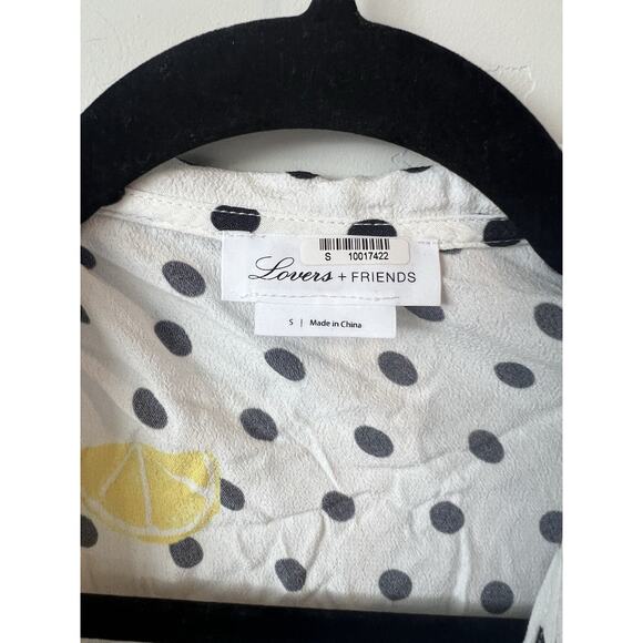Lovers + Friends Mikayla Lemon Polka Dot Balloon Sleeve Wrap Blouse SZ S - Picture 7 of 11